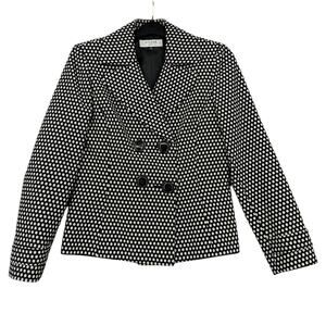Stresa Black White‎ Double Breasted Notched Lapel Geometric Blazer Jacket Size 8